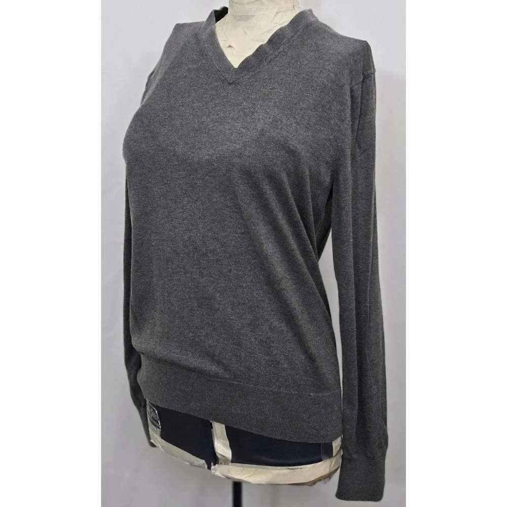 Banana Republic Luxury Blend V-Neck Sweater S Silk Cashmere Cotton‎ Gray Slim